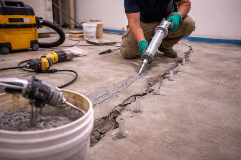 Cracked Basement Floor Repair in Bullitt County, KY