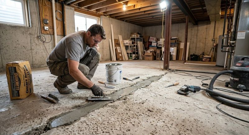 Cracked Basement Floor Repair in Bullitt County, KY