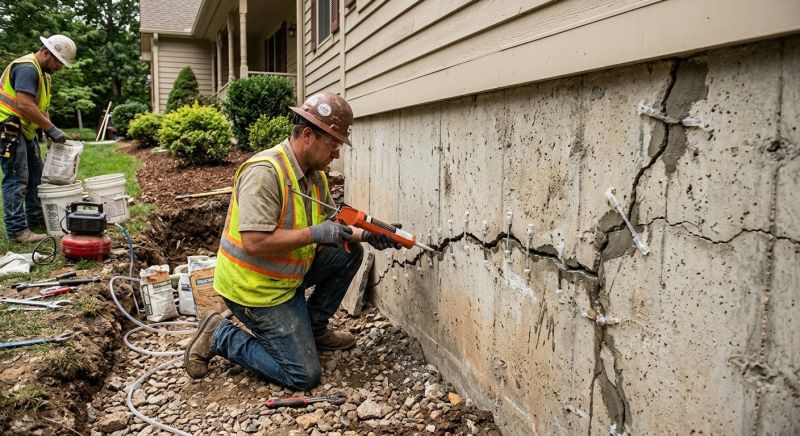 Cracked Foundation Repair in Jeffersonville, IN